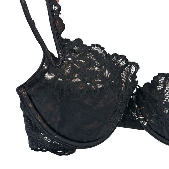 Victorias Secret lightly lined underwire black and beige bra size 34D - Picture 2 of 5